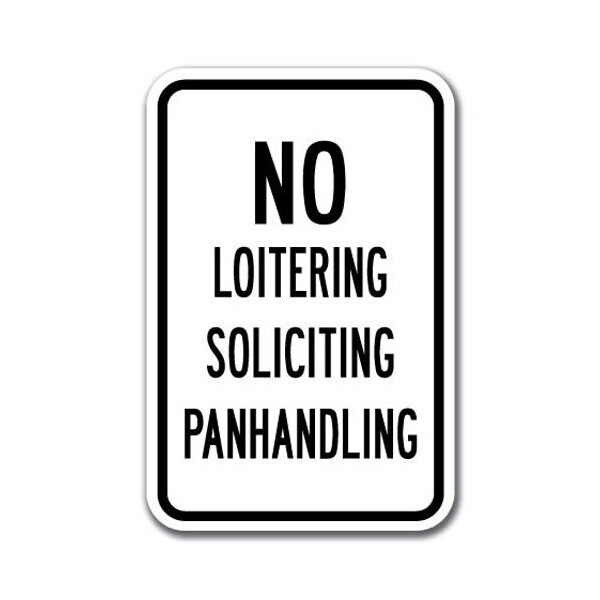 Safety Sign, 12 in Height, Aluminum, No Solicting - No L Or